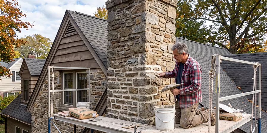 Tuckpointing Stone Chimney Edison