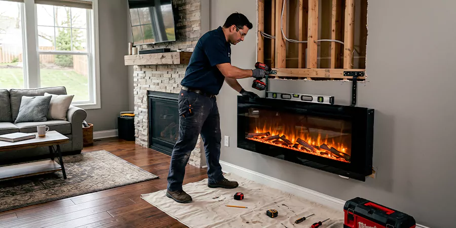 Fake Fireplace and Faux Insert Installation Edison