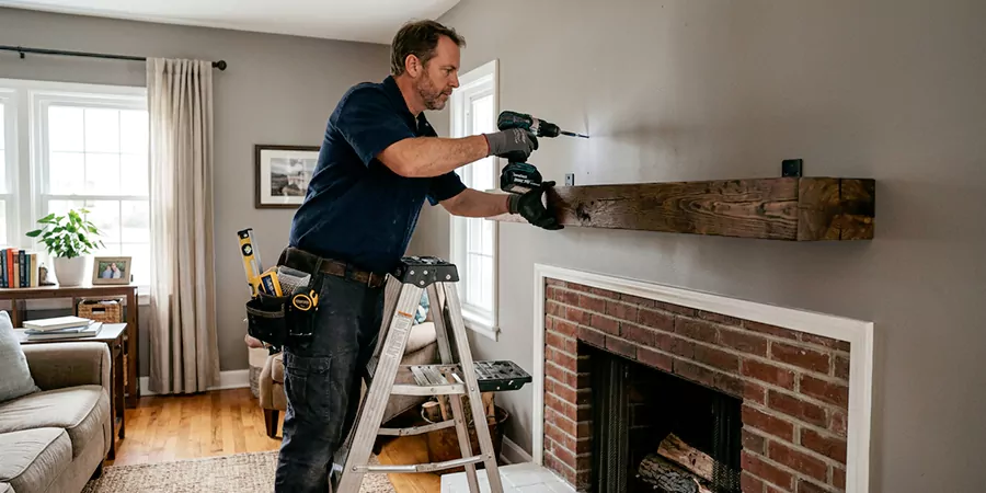 Floating Shelf Mantel Installation Edison
