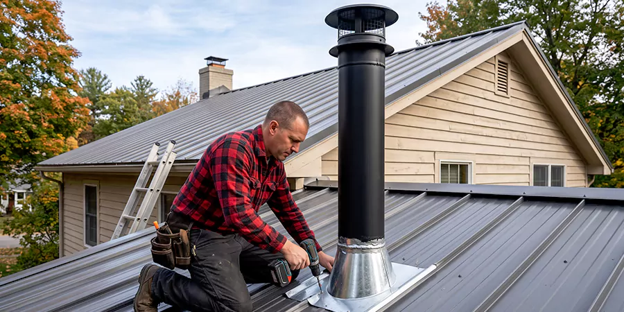 Stove Pipe Through Metal Wall or Roof Edison