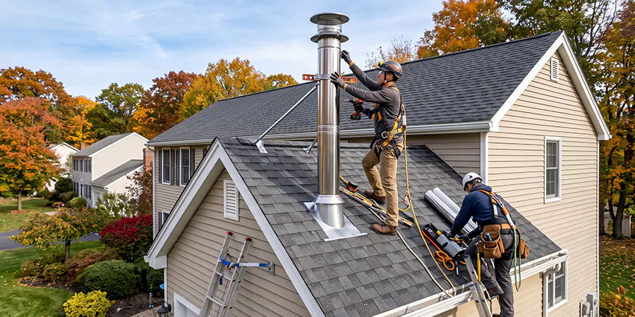 Freestanding and Corner Pellet Stove Installation Edison